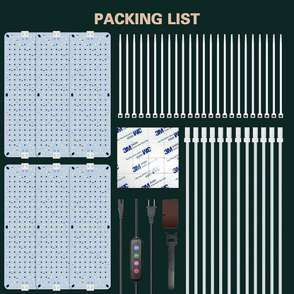 60W Ultra-Thin Panel Full Spectrum Grow Lights, 1152 LEDs Growing Light for Indoor Plants with Daisy Chain Function, Grow Lights for Seed Starting with 4/8/12H Auto On/Off Timer (6pcs)