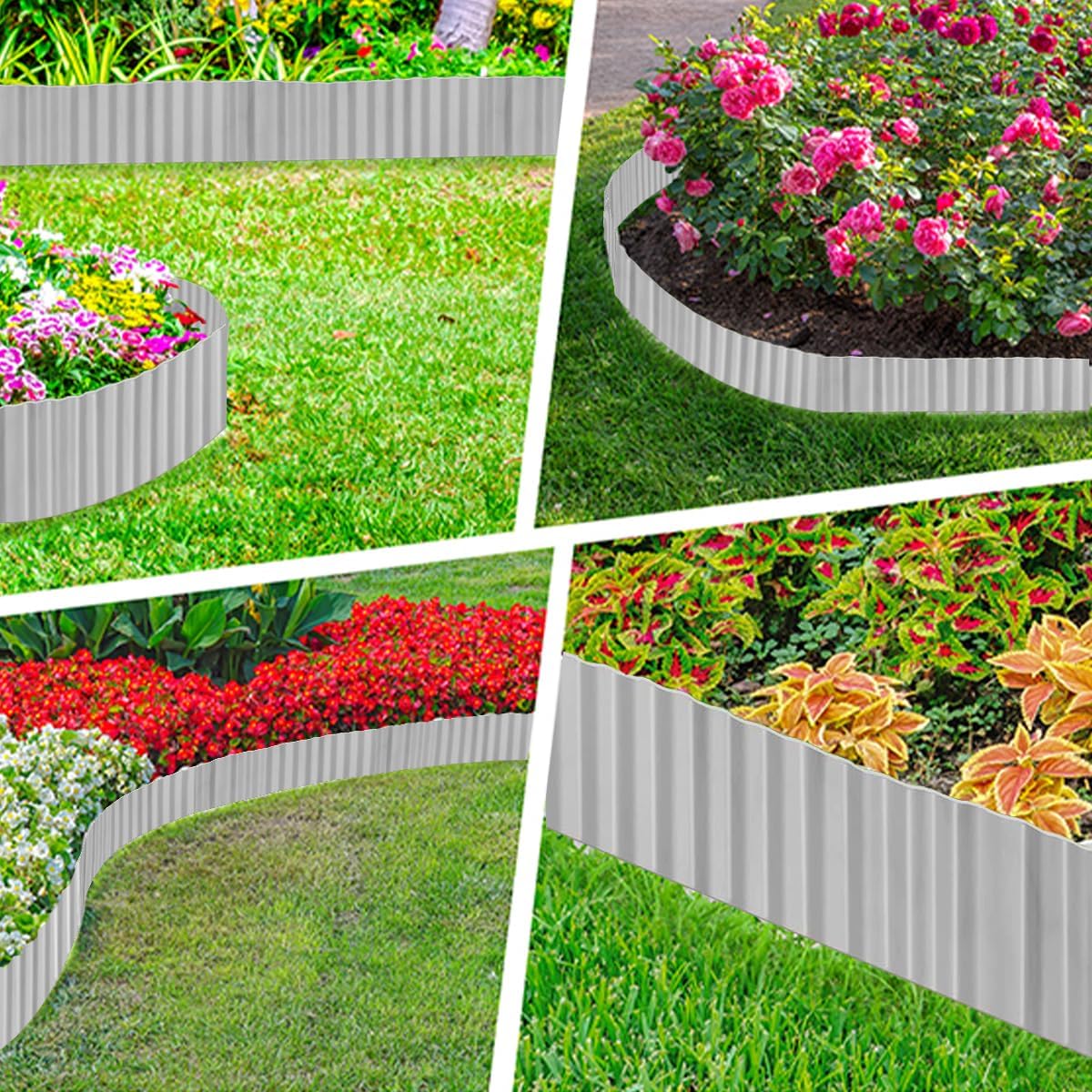 Corrugated Metal Garden Edging 6inch x 40ft, Landscape Edging Border, Flower Bed Edging Borders, Galvanized Edging Long Strips Yard Border for Lawn Edging Borders, Plants, Walkways (Silvery)