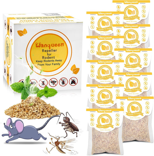 Natural Mouse Repellent Pouches with Peppermint Oil - Indoor Outdoor Rodent Repellent Deterrent for Home Garage Car - 10 Pack Effective Mice Control Safe for Pets and Kids