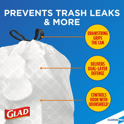CloroxPro Glad ForceFlex 13 Gallon Tall Kitchen Drawstring Trash Bags, 100 Count and Pine-Sol Multi-Surface, All-Purpose Cleaner, 2x Concentrated Formula, Lemon Fresh, 80 Fl Oz (Package May Vary)
