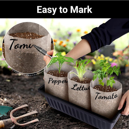 100PCS White Plant Nursery Bags Large, 7.8x10 inches Non-Woven Fabric Seedling Grow Bag, Seed Starting Pots Pouches for Planting Seedling Cutting Clones