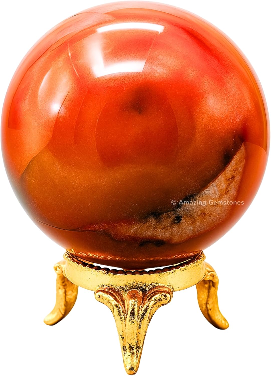 Amazing Gemstone Carnelian Crystal Ball with Stand - 2" Inches Crystal Sphere Meditation Balls for Witchcraft and Decorative Balls
