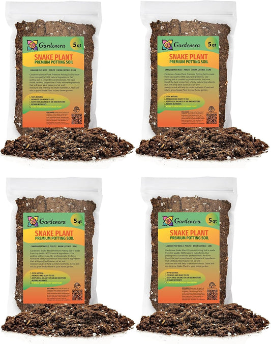 GARDENERA Premium Snake Plant Potting Soil Mix - 10 Quart - Green Sansevieria Trifascatia Zeylanica Plants, Plant or Re-Pot Your Snake Plant (2 Bags of 5 Quart)