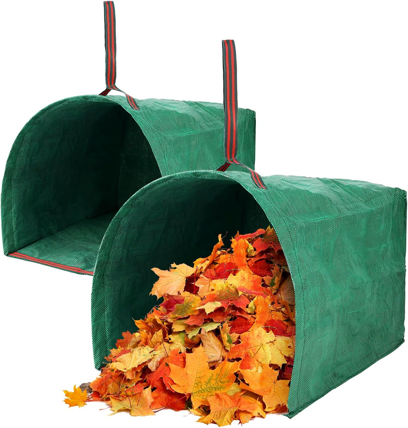 2 Pack 53 Gallon Reusable Yard Waste Bags, Dustpan-Type Lawn Bags, Collapsible Heavy Duty Leaf Bags, Standable Garden Waste Bags for Collecting Leaves, Lawn Grass, Clippings and Branches