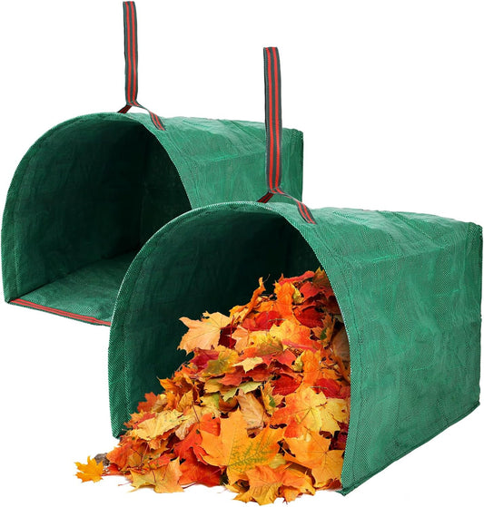 2 Pack 53 Gallon Reusable Yard Waste Bags, Dustpan-Type Lawn Bags, Collapsible Heavy Duty Leaf