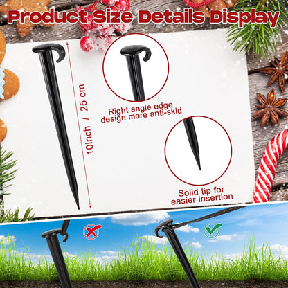 Vicenpal 25 Pcs 7 Inch Plastic Yard Stakes Inflatables Heavy Duty Plastic Garden Stakes for Tent Ground Replacement Outdoor Fence Lawn Pegs Landscape Staples Halloween Christmas Decorations (Black)