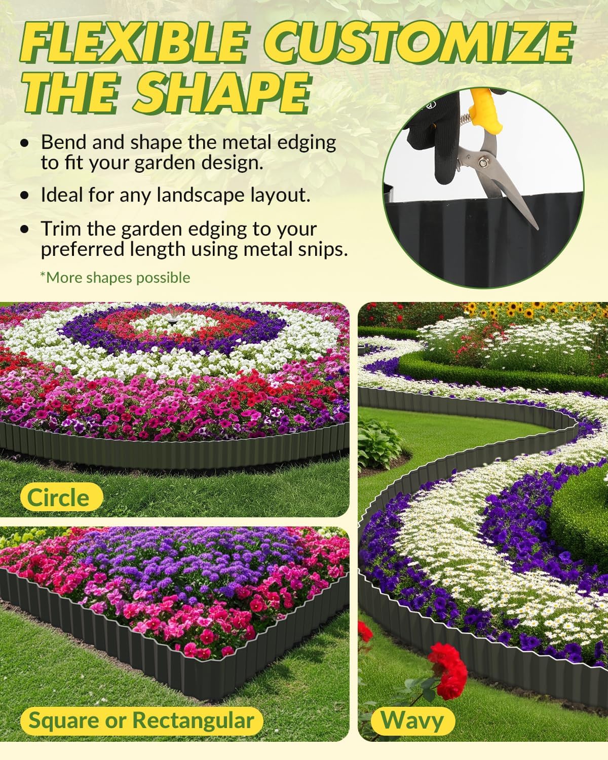 Velway Corrugated Metal Garden Edging - 6" H x 40Ft Sturdy Landscape Edging Border for Lawn, Flower Bed, Paver Edging and Garden Fence - Black