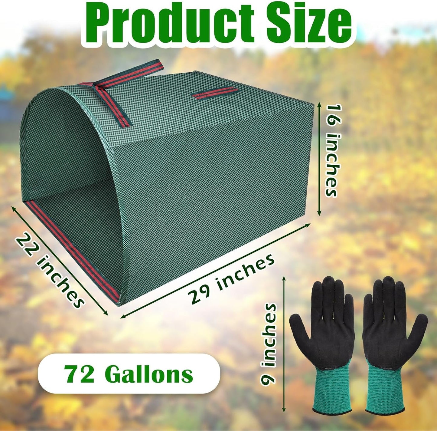 2 Packs Large Reusable Yard Waste Bags with Gloves, 53 Gallons Pletpet Garden Waste Bags Green Lawn and Leaf Bag Large Yard Dustpan-Type Garden Bag for Collecting Leaves, Fallen leaves and Waste