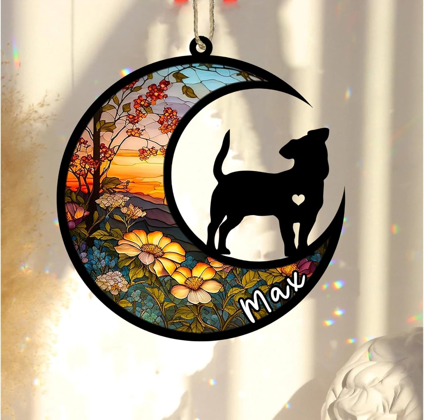 Personalized Dog Memorial, Custom Name Jack Russell Terrier Dog Christmas Ornament with Name, Custom Breeds, Pet Loss Light Catcher, Gifts for Lovers Loss of Pet Sympathy on Mothers Day Christmas