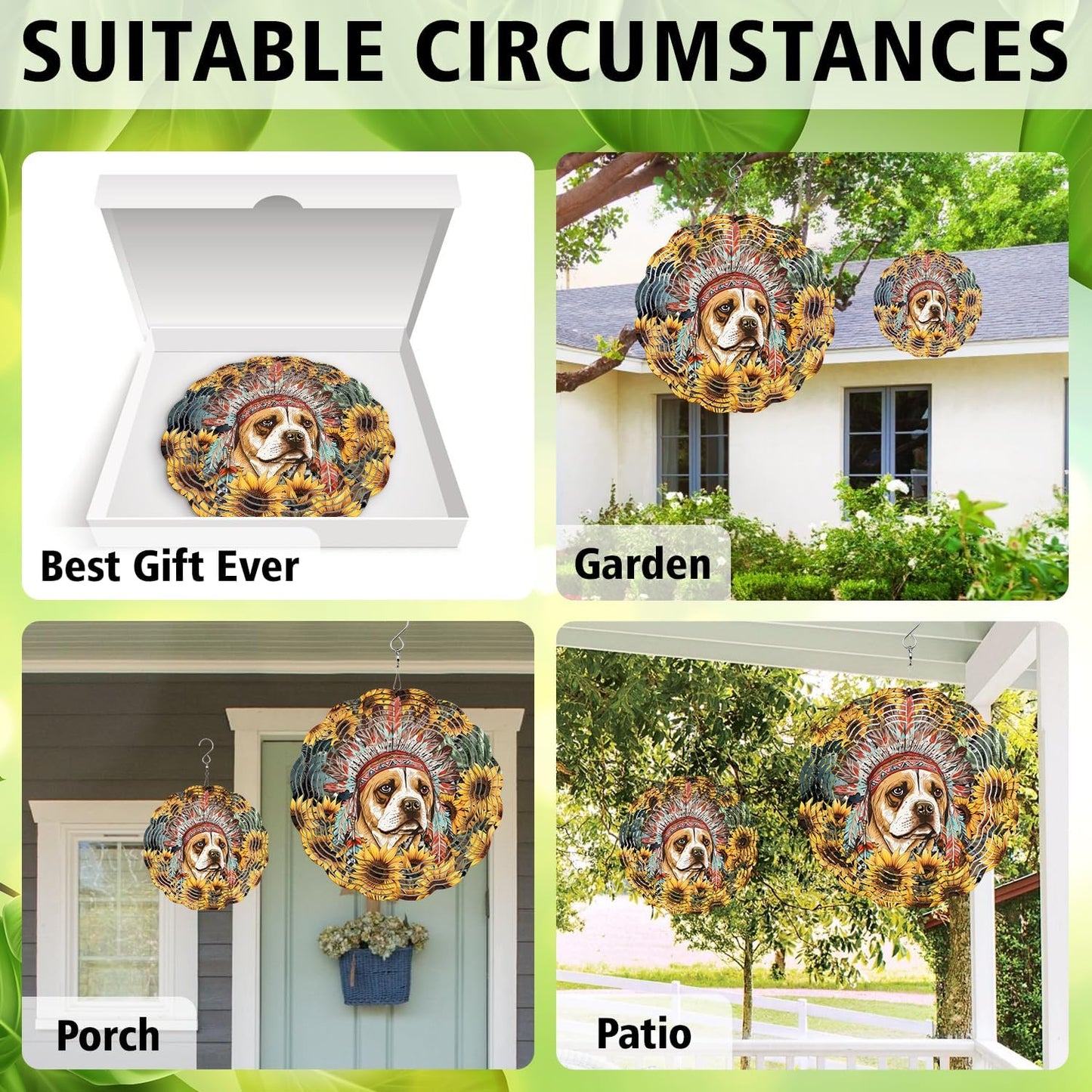 Native American Dog Wind Spinner, Native American Dog Wind Spinner Hanging for Yard and Garden, Unique Gift Wind Spinner, 3D Hanging Wind Spinner Outdoor