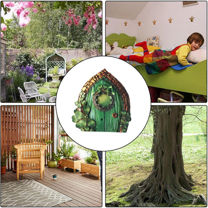 Miniature Fairy Door, Wooden Gnome Door for Trees Wall, Fairy Garden Outdoor Decor Accessories