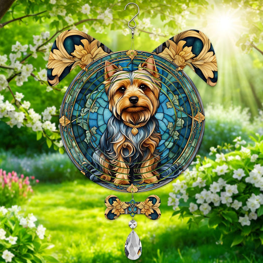 Silky Terrier Dog Ears Wind Spinner, Silky Terrier Wind Spinner Hanging for Yard and Garden V02