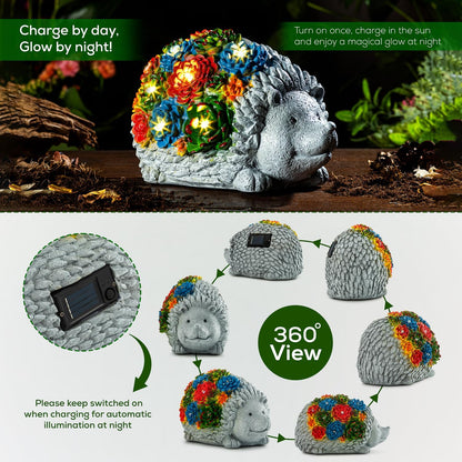 Solar Garden Statue – Cute Hedgehog with 7 Warm LED Lights, Solar-Powered & Weatherproof – Outdoor Lawn, Patio & Yard Décor – Charming Gift for Home & Garden Lovers