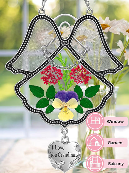 KY&BOSAM Gifts for Nana I Love You Grandma Angel Suncatcher Stained Glass Suncatchers for Window Hangings Glass & Metal Maker for Garden Christmas Tree Wedding Party Patio Backyard Home Decor