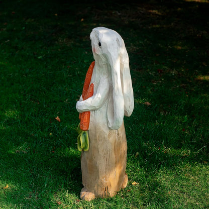 ZOEJADE 26" H Rabbit Large Statue Bunny Holding Carrot Sculpture Big Resin Outdoor Statues Indoor Decor Animal Ornament for Home Garden Lawn Yard Balcony Gifts Birthday Easter Housewarming Christmas