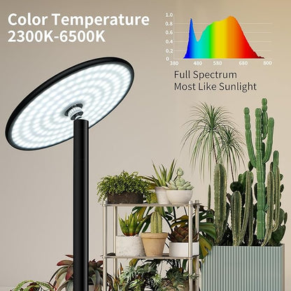 chiphy Grow Lights, 85" Full Spectrum Plant Light for Indoor Plants, 4/8/12H Timer, 60W Grow Lamp, 10 Dimmable Brightness, Height Adjustable, Remote Control, Ideal for Large Tall Plants