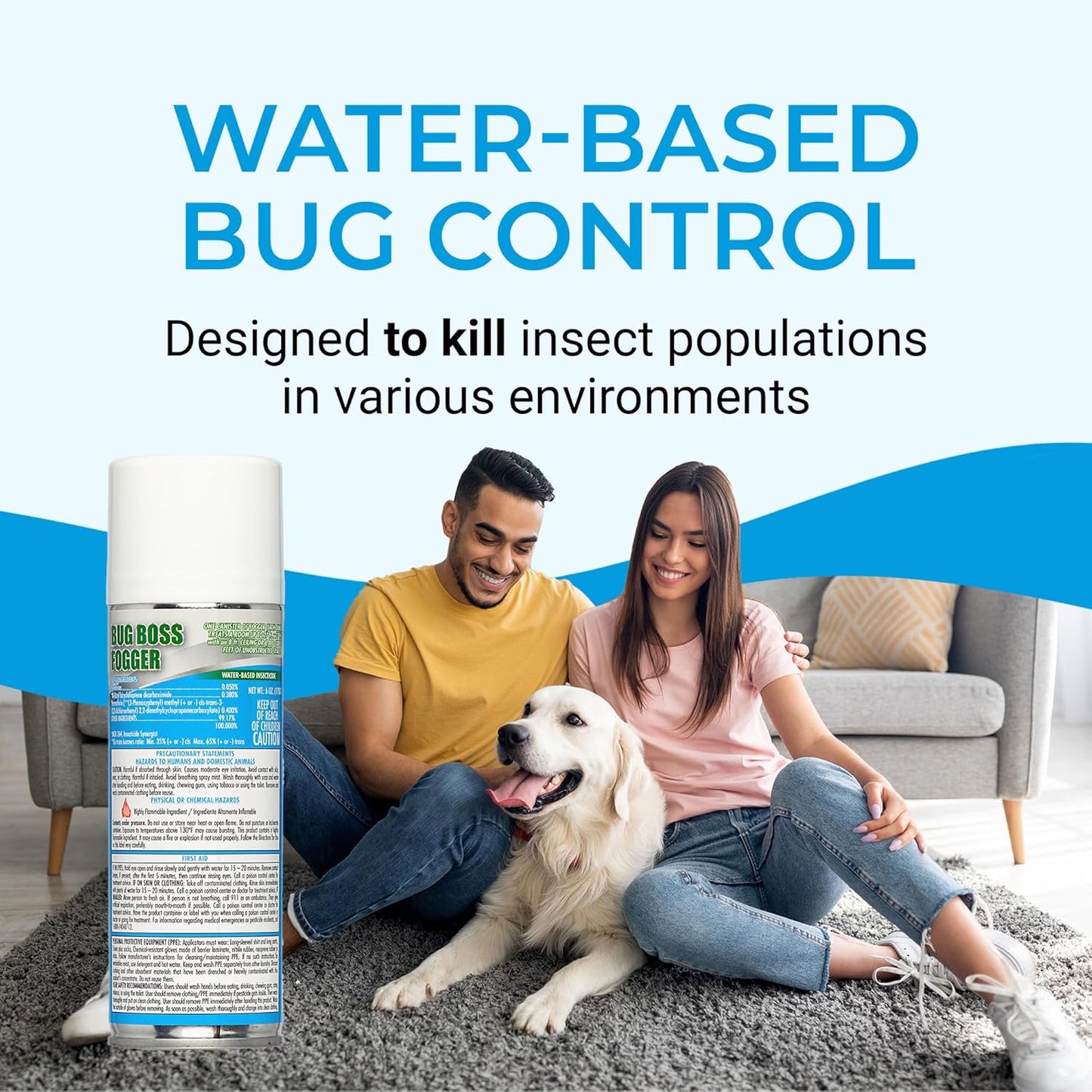 Kinzua Environmental Bug Foggers for Home Indoor & Outdoor Use, Insect Fogger, All Mosquito, Cockroach, Ant, Spider & More, Non-Staining, Water-Base Formula, 6 oz, Pack of 3