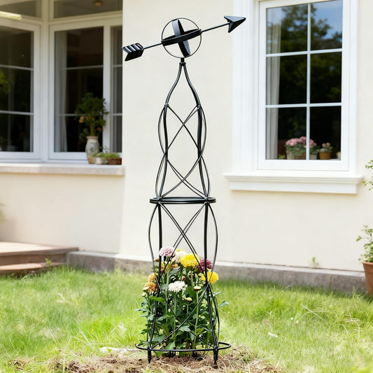 41-Inch Metal Obelisk Trellis – Elegant Garden Support for Climbing Plants, Perfect for Outdoor Rose Bushes and Tall Vines, Durable Metal Design with Arrow Top for Indoor and Outdoor Use