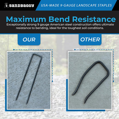 Sandbaggy USA Made 6-inch Landscape Staples - Garden Stakes - Landscaping Fabric, Netting, Sod, Artificial Turf (Heavy Duty, 500)