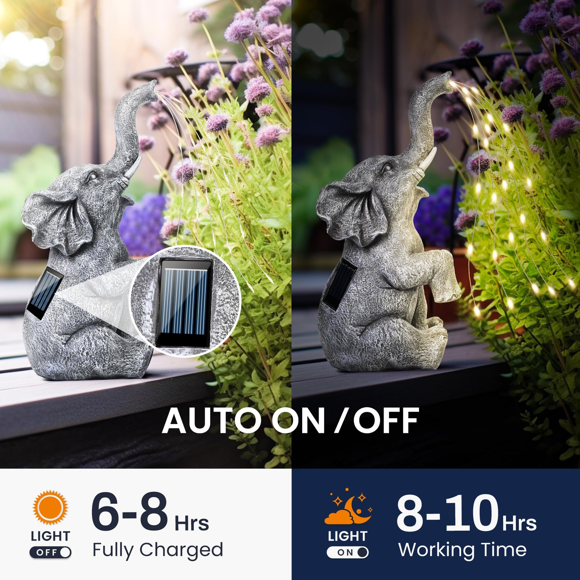 GIGALUMI Elephant Statue Solar Garden Yard Decor Outdoor Gifts for Women
