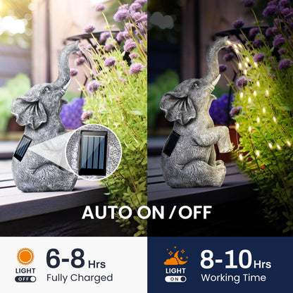 GIGALUMI Elephant Statue Solar Garden Yard Decor Outdoor Gifts for Women