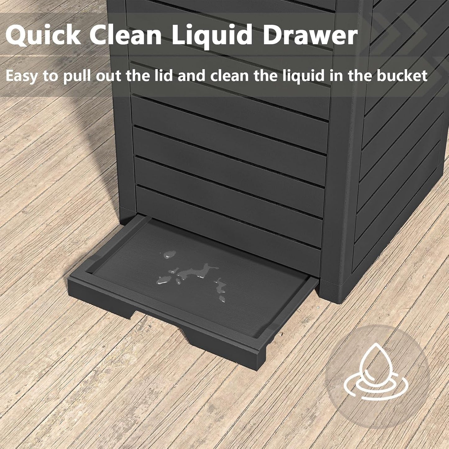 31 Gallon Kitchen Waste Bin with Lid and Drip Tray for Easy Cleaning-Perfect，Resin Outdoor Trash Can for 33-40 Gal Trash Bag, Outdoor Trash Can for Patio,Black Kitchens, and Outdoor Entertaining