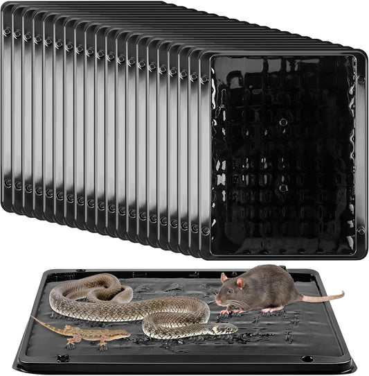Qualirey 20 Pack Jumbo Rat & Mouse Glue Traps, 11.8 X 9.84 in Large Heavy Duty Mouse Traps Indoor for Home, Pre Scented Adhesive Plastic Tray with for Spider, Snake, Mice, Kids and Pet Safe (Black)