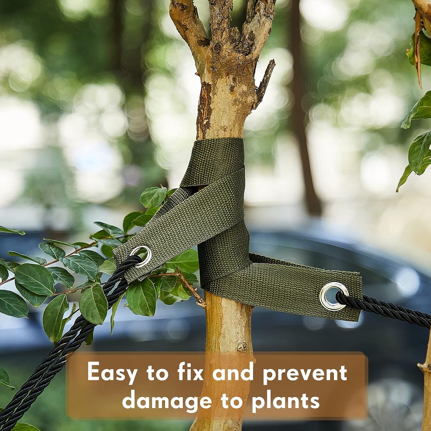 48 Pcs 15.74 Inches Tree Straps for Staking with Grommet Heavy Duty Young Tree and Plant Supports Stakes for Guying Staking Newly Planted Sapling Straight and Hurricane Protection(Army Green)