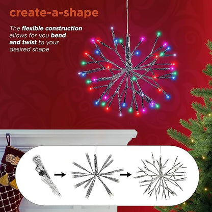 Alpine Corporation 10"H Indoor Christmas Snowflake Ornament with Multi-Colored LED Lights, Silver , Christmas Decoration