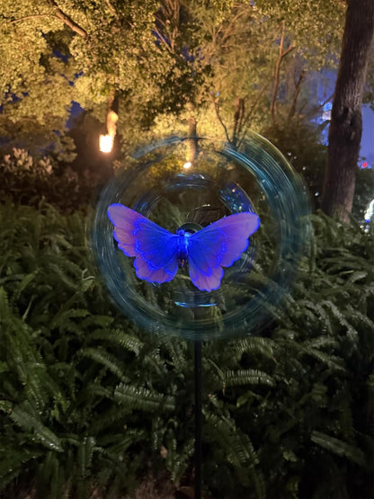 46" Butterfly Solar Outdoor Windmill Wind Spinners for Yard and Garden, Sapphire Kinetic Wind Spinner Outdoor Decor, Wind Sculpture Yard Art for Patio, Lawn & Garden