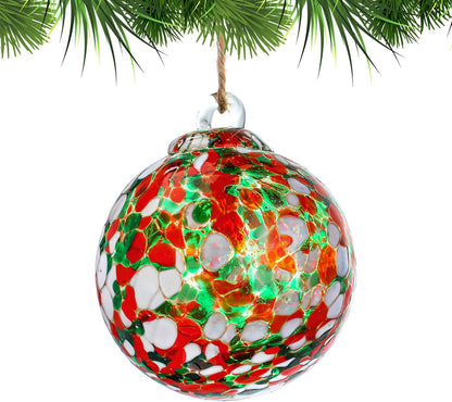 Hand Blown Glass Gazing Balls for Garden Hanging Friendship Balls Christmas Ball Ornaments for Xmas Tree Decoration (Red - C)