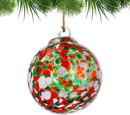 Hand Blown Glass Gazing Balls for Garden Hanging Friendship Balls Christmas Ball Ornaments for Xmas Tree Decoration (Red - C)