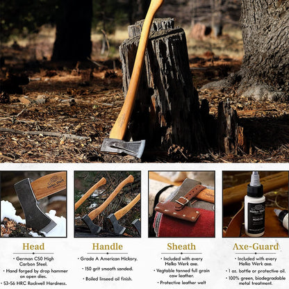 1844 Helko Werk Germany Traditional Spaltaxt - German Splitting Axe, Made in Germany Wood Splitter and Wood Splitting Axe Midsize Medium Splitting Axe - Head 4.5 lbs, Handle 28 in. (Spaltaxt) #13582