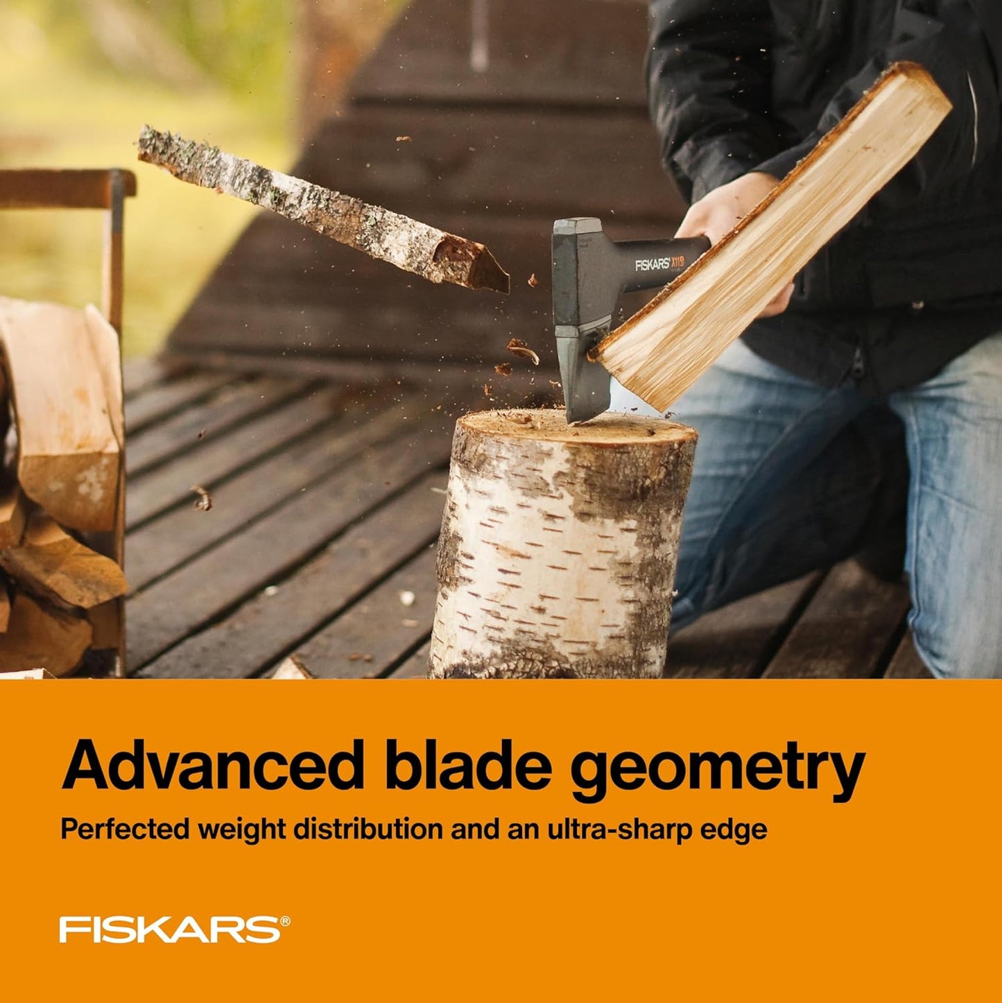 Fiskars X11 Splitting Axe Hatchet, 17" Tree Branch Cutter and Wood Axe for Small Logs with Shock-Absorbing Handle