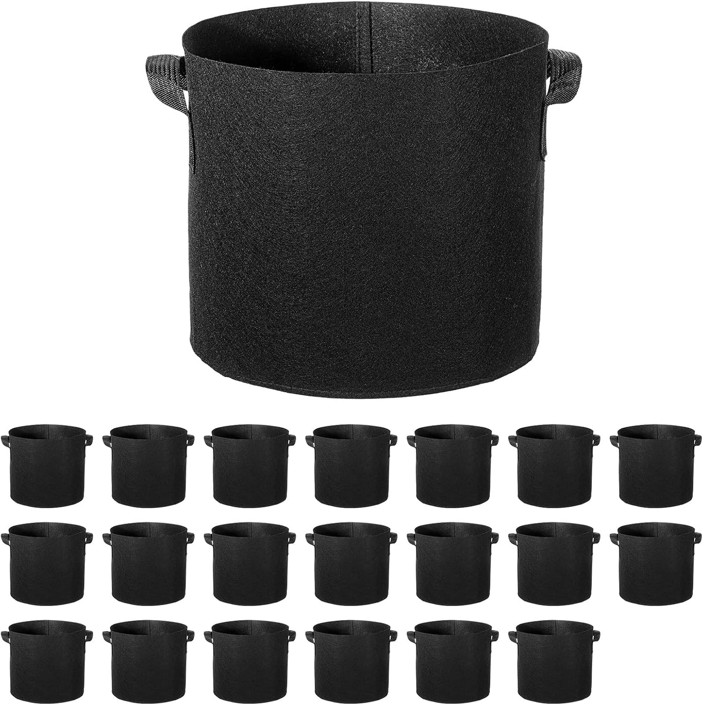20-Pack 5 Gallon Plant Grow Bags: 280G Thickened Nonwoven Potato Grow Bags with Handles, Black Fabric Pots Felt Garden Bags, Gardening Supplies for Growing Vegetable Fruit Tomato Flowers Herbs
