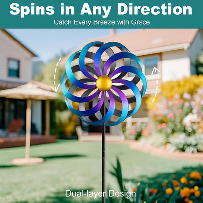 Wind Spinners Outdoor Yard Decorations, 16 Inches Wind Sculpture Metal Garden Art, Windmills for Yard Gardening Gifts for Women Mom Backyard, Patio, Garden Decor