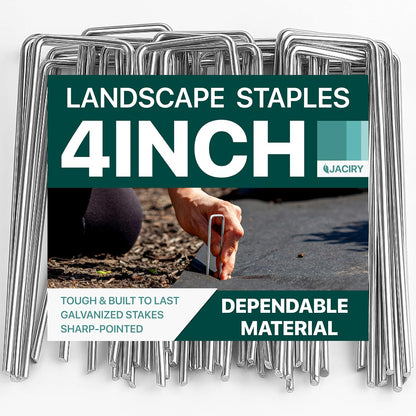 4 Inches Landscape Staples,Galvanized Garden Stakes Yard Stakes Garden Staples Prefect for Weed Barrier Fabric,11 Gauge Landscape pins for Tent,Balloons, Irrigation Tube. (4 Inch 100 Pack)