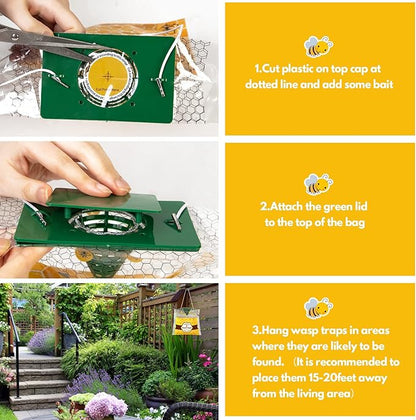 8 Pack Yellow Jacket Trap Disposable Wasp Traps Outdoor Hanging, Carpenter Bee Traps for Outside, Hornet Trap, Hornet Killers for Fly, Insects and Bug