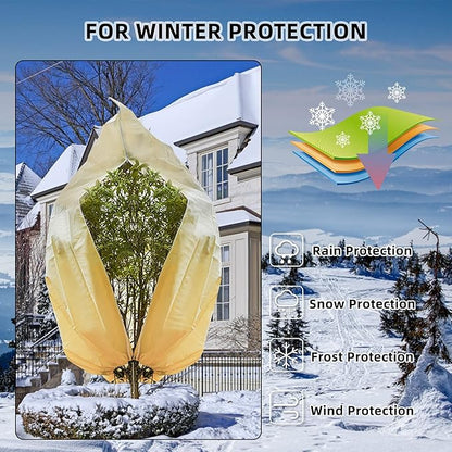Rohuis 95x79 inch Huge Frost Cloths for Outdoor Plants Tree Covers Freeze Protection,2.82oz/yd² Thickened Winter Plant Covers with Zipper Drawstring,Frost Blanket for Wind,Sun and Bird