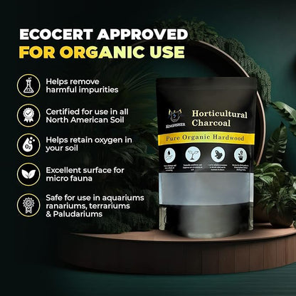 Organic Horticultural Charcoal & Terrarium Charcoal | Charcoal for Plants | Pure Hardwood Charcoal for Planting and Gardening | Organic Canadian Maple Biochar (4 QUARTS)