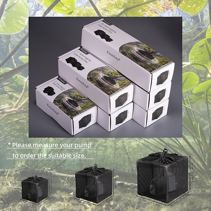 Fineday Pond Filter, Anti-Clogging Outdoor Mesh Water Pump Cover Barrier Bag Box Basket (7 inch)