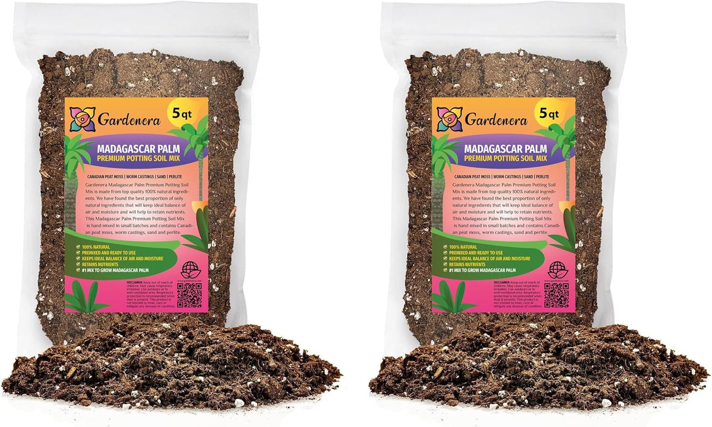 Gardenera Madagascar Palm Plant Potting Soil - All-Natural Blend for Thriving Palms - Boosts Root Health and Distinctive Elegance - 10 Quart