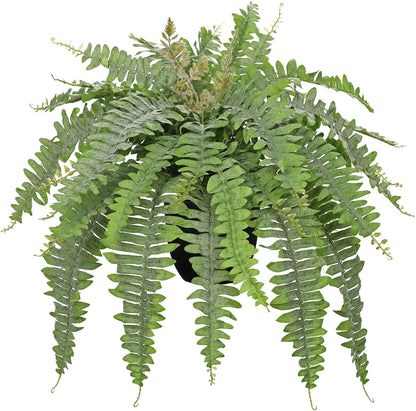 Hollyone Artificial Fern Plants in Pot 25.5" Medium Artificial Boston Fern 31 Leaves for Outdoors & Indoor Faux Potted Plant Fake Ferns Bush Plant Patio Garden Farmhouse Porch Home Decor Dusty Green
