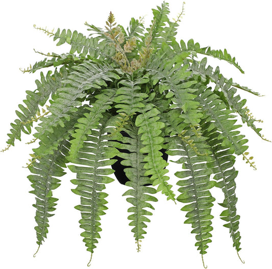 Hollyone Artificial Fern Plants in Pot 25.5" Medium Artificial Boston Fern 31 Leaves for Outdoors &