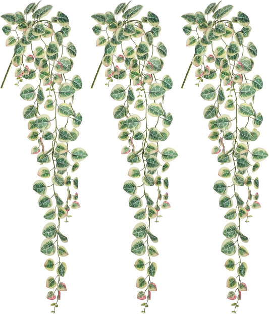 Briful 3 Pack Fake Hanging Plant 39.3" Artificial Hanging String of Hearts Plant Faux Trailing Vine