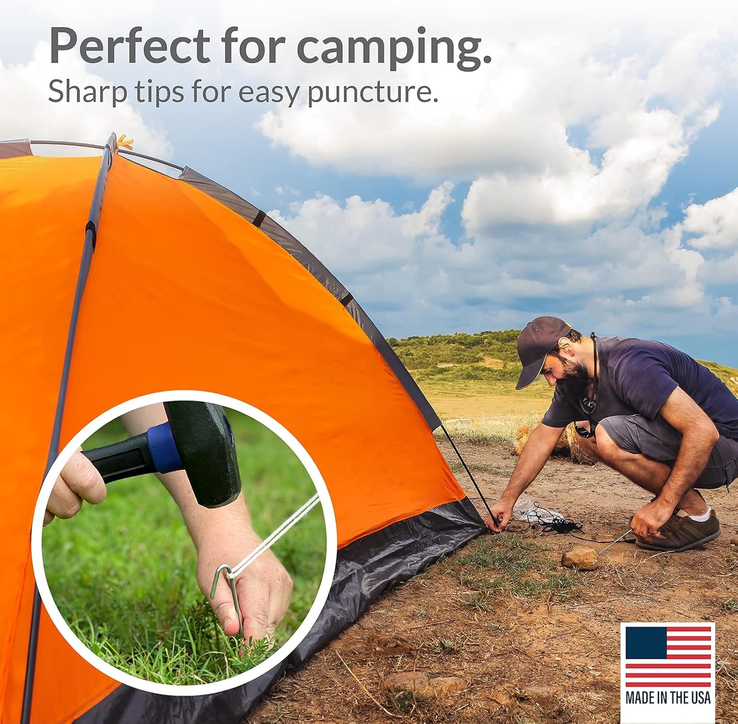 Pinnacle Mercantile 30 Pack Tent Stakes Metal Garden Edging Fence Hooks Pegs Christmas Decoration Stakes Made USA 9 inches Long
