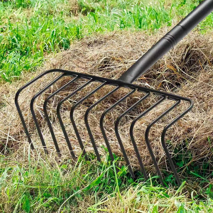 L-Shaped Garden Rake with Oversize Head - 72" Adjustable Lightweight Metal Rake for Thatch, Leaves, Hay, Mulch - Efficient Yard Tool for Quick Cleanup, Effortless Collecting Cleaning