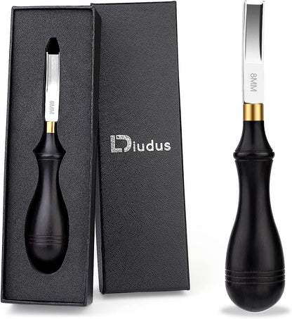 Diudus Leather Edge Beveler Tool, French Skiver, Wide Mouth Leather Edge Bevelers Skiving 8mm, Leather Edge Trimmer Crafting Tools with Wooden Handle for DIY Leather Craft