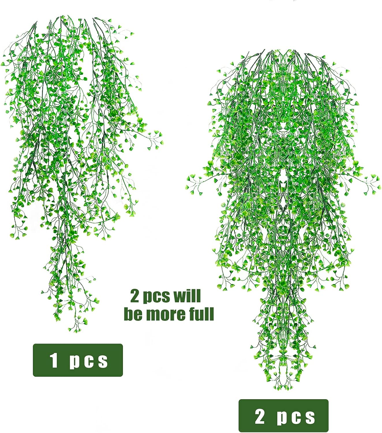 RECUTMS 4Pcs Artificial Hanging Plants Faux Hanging Greenery Ivy Decor Artificial Hanging Vines Plastic Plants for Indoor Outdoor Wall Home Garden Wedding Party Decor(Green 4P)