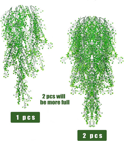 RECUTMS 4Pcs Artificial Hanging Plants Faux Hanging Greenery Ivy Decor Artificial Hanging Vines Plastic Plants for Indoor Outdoor Wall Home Garden Wedding Party Decor(Green 4P)